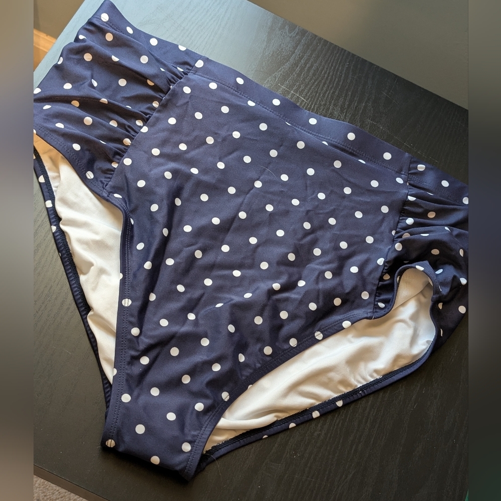 Old Navy Navy and White Polka Dot Bikini Bottom